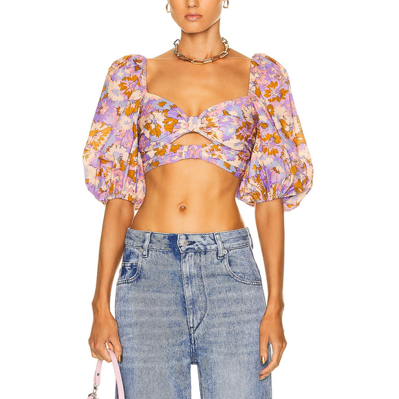 Zimmermann 'Twist' Purple Cotton Front Bodice Top Size 1 - Picture 1 of 5
